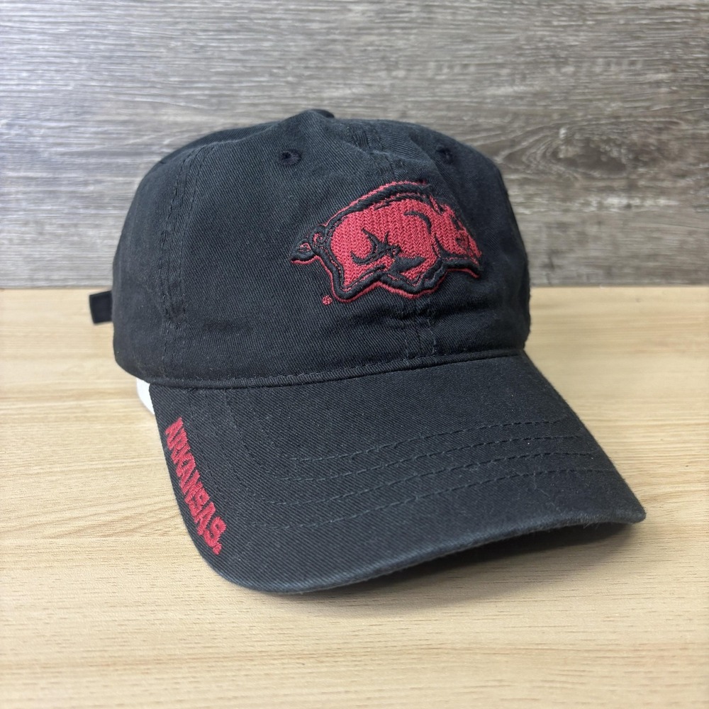 Arkansas Razorbacks Hat Cap Strap Back Mens Black Red NCAA College Football